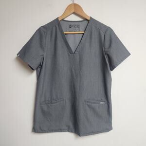 Figs Scrubs Sz S Casma Three-Pocket Scrub Top in Graphite Gray Medical Nursing